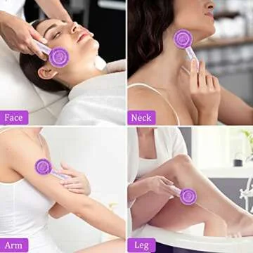 LKSDJGOH Cold Globes for Facials, Ice Roller Balls Facial Globes, Cooling Globes for Face, Eye & Neck, Puffiness & Headache Relief, Facial Cooling Roller with Glitters, Set of 2(Purple)