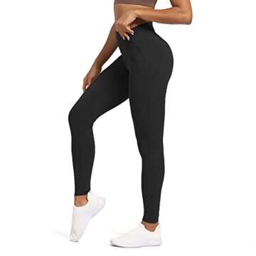 Aoxjox High Waisted Workout Leggings for Women Tummy Control High Rise Scrunch Buttery Soft Scarlett Yoga Pants 27" (Black, Small)