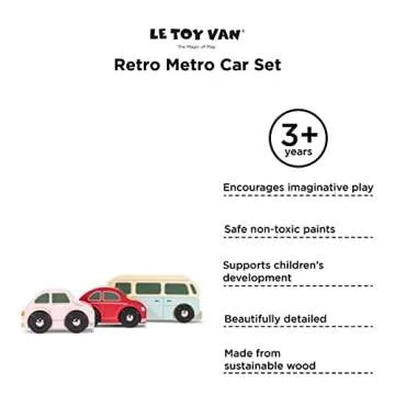 Le Toy Van Retro Metro Car Set - Fun Wooden Cars for Kids