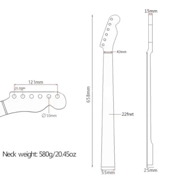 WomeYork Matte Yellow Electric Guitar Neck for DIY Builds