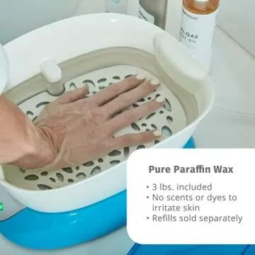 Homedics Paraffin Wax Machine for Hands - Hypoallergenic Hot Wax Hand Therapy Machine to Soothe and Moisturize Hands - Includes 3 Pounds of Wax and 20 Hand Liners