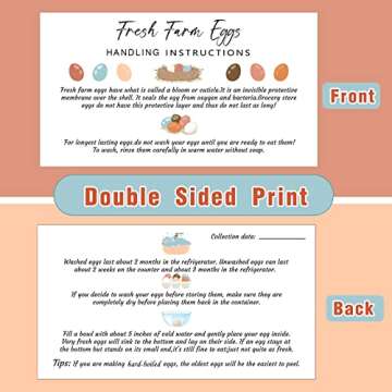 Sinmoe 200 Pcs Fresh Farm Eggs Handling Instructions Cards - Colorful Egg Design