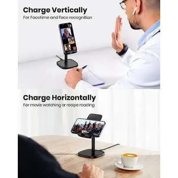 INIU Wireless Charger Stand, 15W Fast Wireless Charging Stand, Adjustable Angle Charger Dock Phone Holder, Wireless Charging Station Compatible with iPhone 15 14 13 12 11 Pro/Max Samsung S22 S21 Pixel