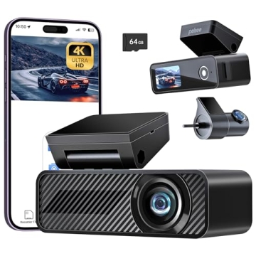 4K Dual Dash Cam with Wi-Fi, 64GB SD Card & Night Vision