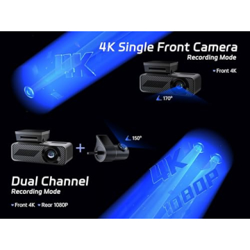 4K Dual Dash Cam with Wi-Fi, 64GB SD Card & Night Vision