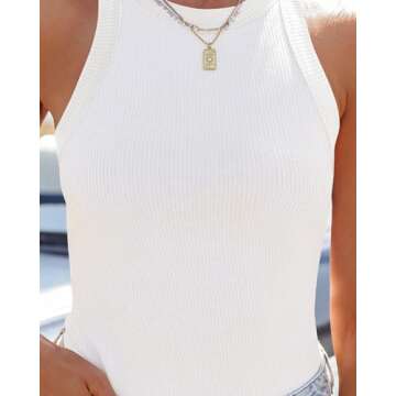 ZESICA Womens Ribbed High Neck Summer Tank Tops