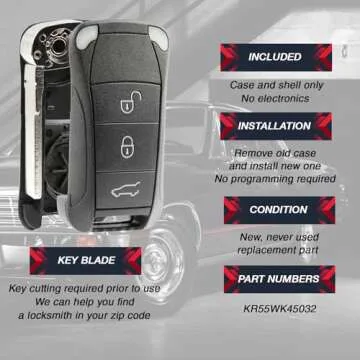 Key Fob Shell Replacement for Porsche Cayenne 2003-2011