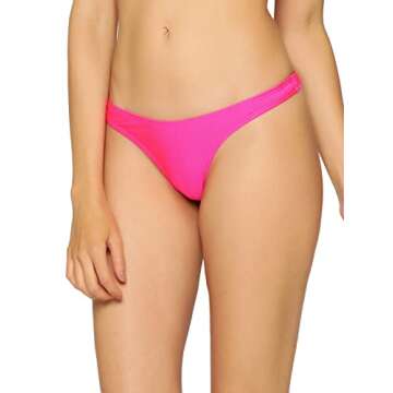 RELLECIGA Women's Neon Rose High Cut Thong Bikini Bottom