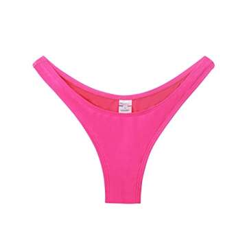 RELLECIGA Women's Neon Rose High Cut Thong Bikini Bottom