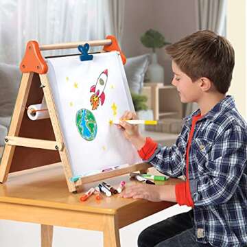 Discovery Kids 3-in-1 Tabletop Dry Erase Chalkboard Painting Art Easel, Includes Paper Roll and Over...