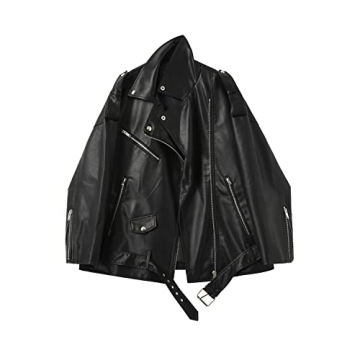LY VAREY LIN Women Faux Leather Jacket - Chic Biker Style with Oversized Fit
