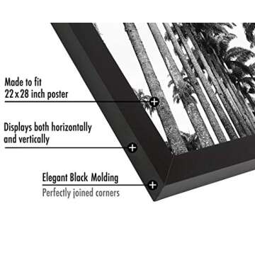 Americanflat 22x28 Poster Frame - Elegant Black Display Frame