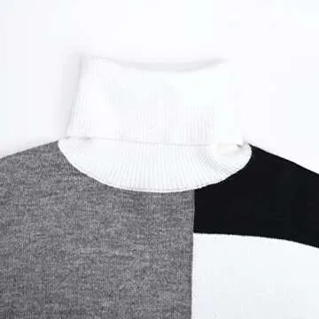 SWEETBUMP Maternity Turtleneck Sweater Long Sleeve Color Block Patchwork Knit Maternity Pullover Sweaters Tops Black M