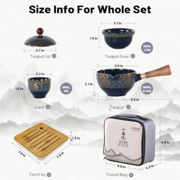 LURRIER Portable Chinese Gongfu Tea Set Rotatable Teapot