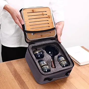 LURRIER Portable Chinese Gongfu Tea Set Rotatable Teapot