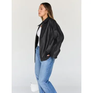 Trendy Queen Plus Size Faux Leather Moto Biker Jacket