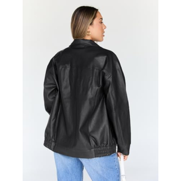 Trendy Queen Plus Size Faux Leather Moto Biker Jacket