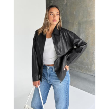 Trendy Queen Plus Size Faux Leather Moto Biker Jacket