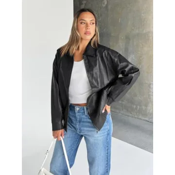 Trendy Queen Plus Size Faux Leather Moto Biker Jacket