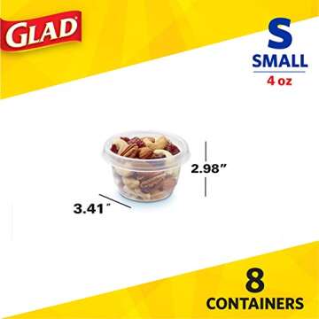 GladWare Mini Food Storage Containers | Small Round Food Containers, Mini Round Food Containers Hold up to 4 Ounces of Food | 4 oz Containers with Lids, 8 Count Set