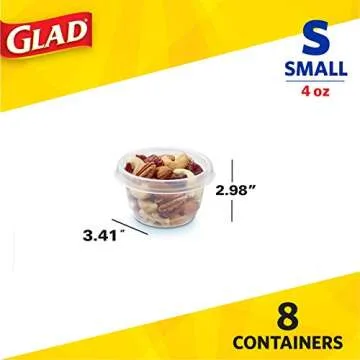 GladWare Mini Food Storage Containers | Small Round Food Containers, Mini Round Food Containers Hold up to 4 Ounces of Food | 4 oz Containers with Lids, 8 Count Set