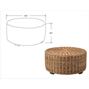 EAST at MAIN Langdon Brown Round Abaca Coffee Table, (35.5x35.5x18.5)