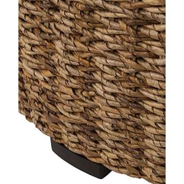 EAST at MAIN Langdon Brown Round Abaca Coffee Table, (35.5x35.5x18.5)