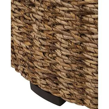 EAST at MAIN Langdon Brown Round Abaca Coffee Table, (35.5x35.5x18.5)