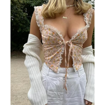 Stylish Women Lace Crop Top Slim Fit Streetwear