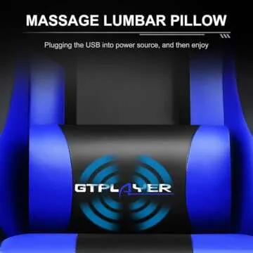 GTPLAYER Gaming Chair, Computer Chair with Footrest and Lumbar Support, Height Adjustable Game Chair with 360°-Swivel Seat and Headrest and for Office or Gaming ((Blue)