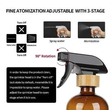 HOMBYS Empty Bamboo Glass Spray Bottles with Silicone Sleeve Protection - Refillable 17 oz Amber Glass Containers for Cleaning Solutions, Essential Oils, Misting Plants - Quality Sprayer - 3 Pack