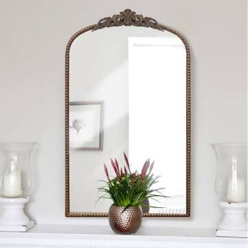 Micasso 31" x 19" Arch Decorative Mirror with Metal Frame