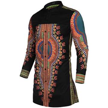 COOFANDY Men's Colorful African Dashiki Print Shirt