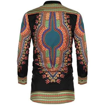 COOFANDY Men's Colorful African Dashiki Print Shirt