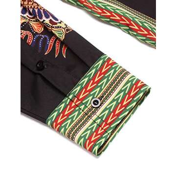 COOFANDY Men's Colorful African Dashiki Print Shirt