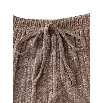 SOLY HUX Women's Comfy Rib Knit Pajama Set Mocha Brown