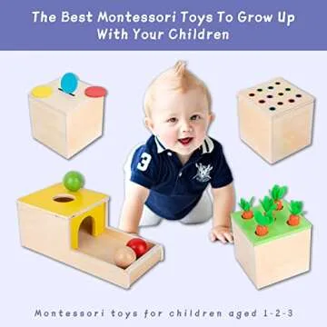 Adena Montessori 4-in-1 Wooden Toy Kit for Kids
