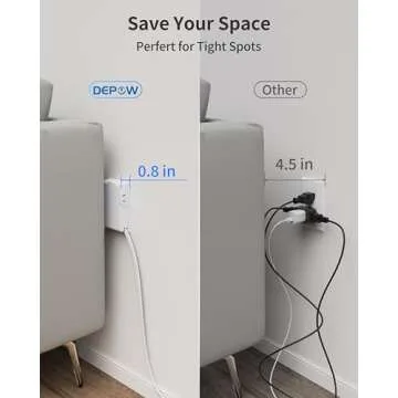 DEPOW Flat Extension Cord with Surge Protection for Home