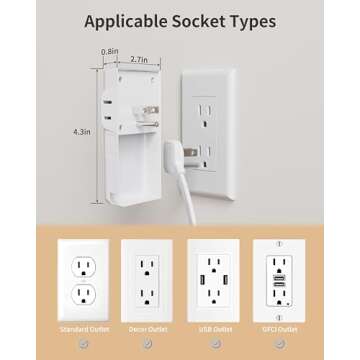 DEPOW Flat Extension Cord with Surge Protection for Home