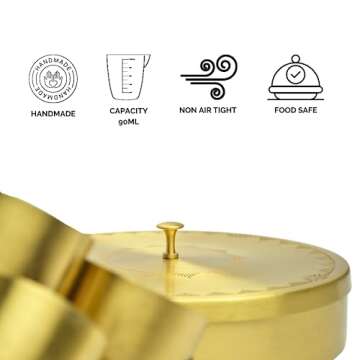 SEMPYIX HandCraft Brass Masala Box Set with Spoon Container 90 ML-Food Spice Storage Rack Indian Boxes Dani Dabba -kitchen (8-INCH)