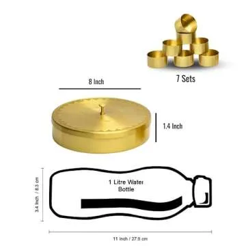 SEMPYIX HandCraft Brass Masala Box Set with Spoon Container 90 ML-Food Spice Storage Rack Indian Boxes Dani Dabba -kitchen (8-INCH)