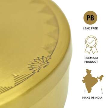 SEMPYIX HandCraft Brass Masala Box Set with Spoon Container 90 ML-Food Spice Storage Rack Indian Boxes Dani Dabba -kitchen (8-INCH)