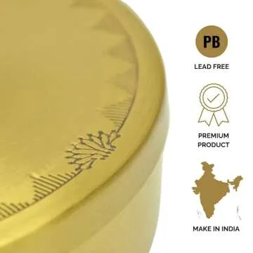 SEMPYIX HandCraft Brass Masala Box Set with Spoon Container 90 ML-Food Spice Storage Rack Indian Boxes Dani Dabba -kitchen (8-INCH)