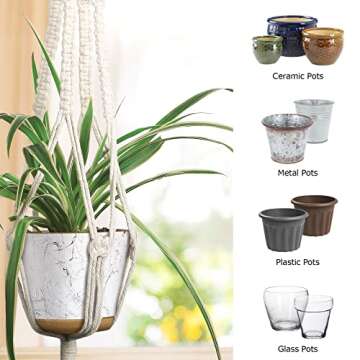 MIPON 3 Pack Macrame Plant Hanger Indoor Hanging Planter for Plants Holder with 3 Hooks, Different Size for Boho Home Decor,Ivory(POTS NOT Included)