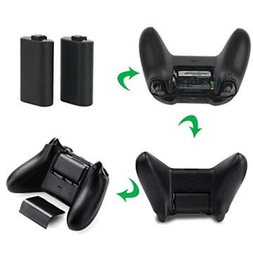 Oussirro Rechargeable Battery Pack for Xbox One Controller, 2pcs 1200mAh Ni-MH Batteries with Charger Cable & Cover for Xbox One X/Xbox One S/Xbox One Eliet Wireless Controller