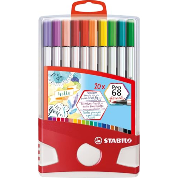 STABILO Pen 68 Brush - 19 Vibrant Colors for Creative Art