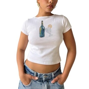 Trendy Y2K Graphic Baby Tees for Women - Perfect Crop Top for Summer Fun!