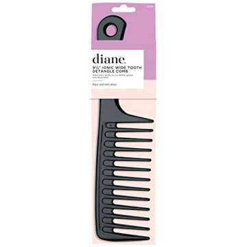 Diane Extra Wide Tooth Shampoo Comb - Ionic, Anti-Static Detangler Tool, Use on Wet or Damp Hair for Women, Men, Black, 9.75 Inches, D7113