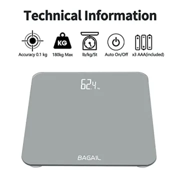BAGAIL Bathroom Scale with LCD Display and 15-Year Guarantee
