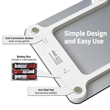 BAGAIL Bathroom Scale with LCD Display and 15-Year Guarantee